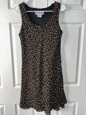 Jessica Howard Black Brown Cream Geometric Sleeveless Mini Dress